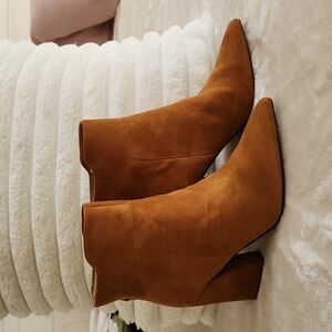 Suede Franco Sarto block heel booties